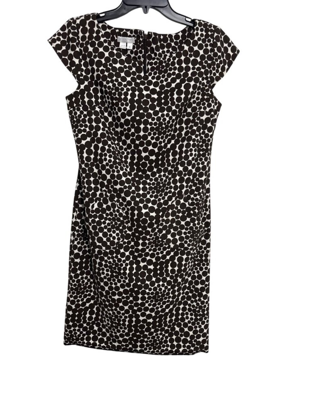 London Times Brown & White Polka Dot Cap Sleeve Sheath Dress Womens Size 6